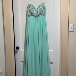 Sequin Hearts turquoise prom dress